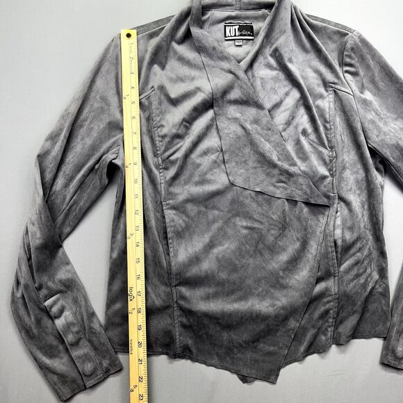 Kut from The Kloth Gray Long Sleeve Open Blazer Sz L Cardigan Whimsygoth - Picture 3 of 15